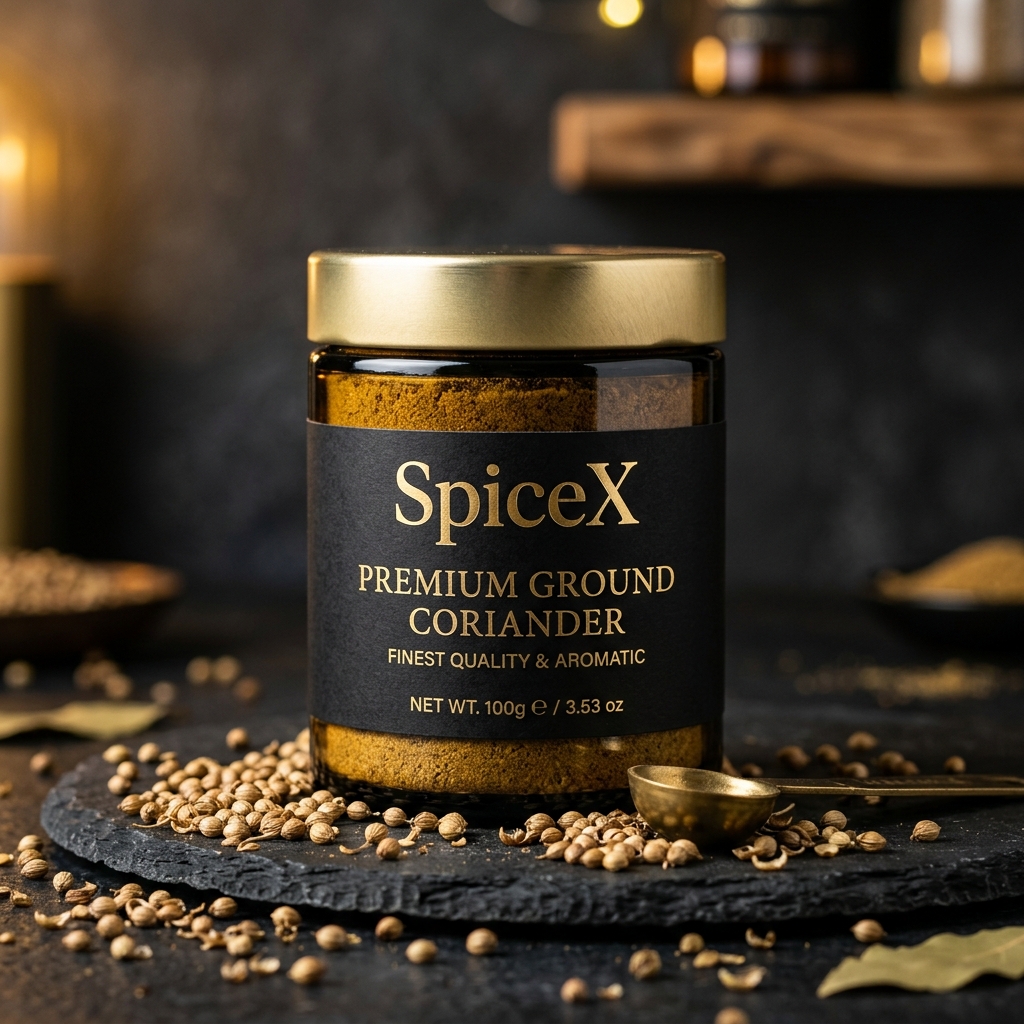 SpiceX Premium Coriander Powder - 100g jar with freshly ground coriander
